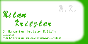 milan kritzler business card